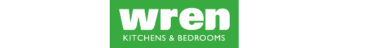 Wren Logo Wren Kitchens logo on a green background.